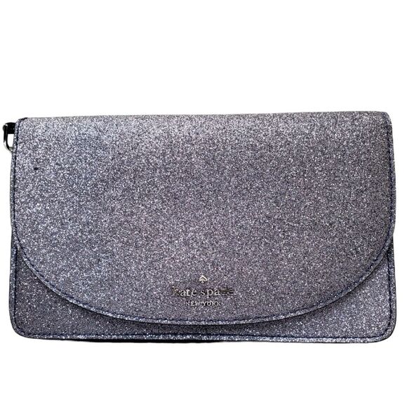 KATE SPADE Joeley Multifunctional Silver Glitter Wristlet Wallet - Picture 1 of 11